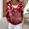 Women's Fashion Long Sleeve Christmas Snowman Snowflake Print Jacket Cardigan
