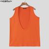 INCERUN Summer Men Deep U Neck Sleeveless Sport Casual Loose Tank Tops