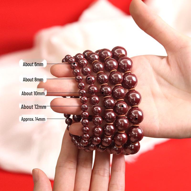 Authentic High-Content Cinnabar Bracelet with Purple Gold Sand Crystals, Supports Re-Inspection