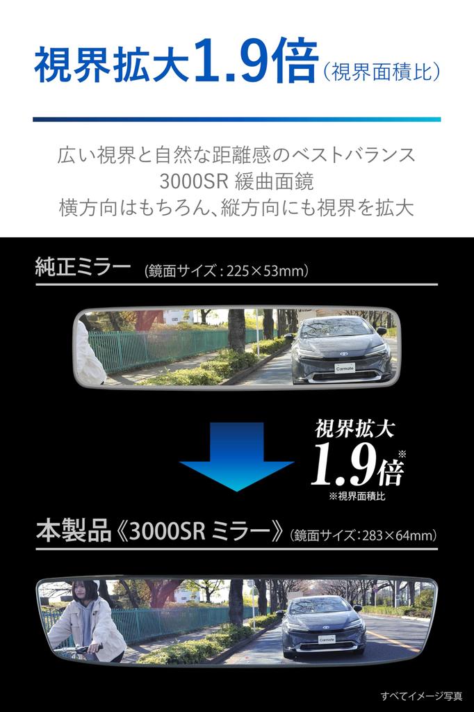 Carmate Car Rearview Mirror for and Wide Blue Mirror (PL260BL) Anti-Glare Mercedes-Benz A-Class, B-Class, C-Class, E-Class, G-Class, CLA, GLA, GLB,