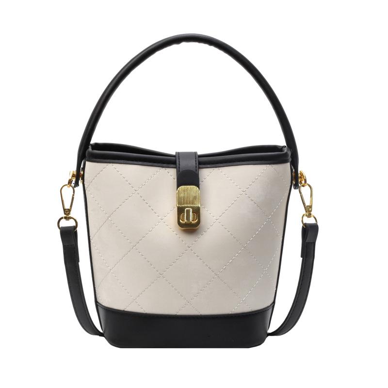Retro Casual Diamond Portable Small Bag Women's New Spring and Winter Simple Fashion Messenger Bucket Bag