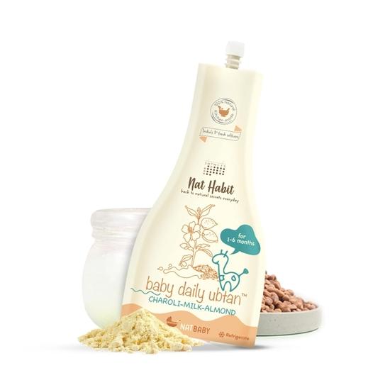 Nat Habit Baby Bath Ubtan – Tägliches Ubtan mit Charoli-Milch-Mandel für die Reinigung und Ernährung von 1 bis 6 Monaten (80 g, 2er-Pack)