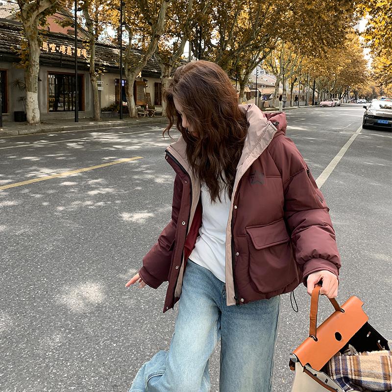 Jesień Zima Pogrubiona Ciepła Parka Kobiety Casual Słodki Jednolity Kolor Duża Kieszeń Luźny Płaszcz z Kapturem Kurtki Odzież Wierzchnia