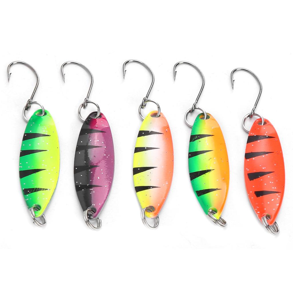 5pcs Colorful Walleye Trout Spoon Bait Metal Crankbait Hard Spoon Spinner Lure Single Hook