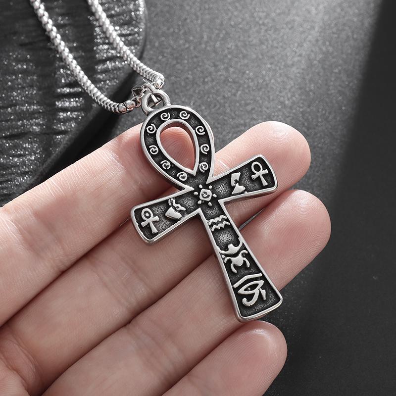Collana Pendente Totem Ankh Occhio di Horus in Acciaio Inossidabile Antico Egizio Adatta per Uomini e Donne Amuleti alla Moda Regalo
