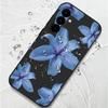 Blue Lily Printed Phone Case For Samsung Galaxy A17 A56 A16 A55 A15 A25 A36 A26 5G S25 Edge S23 S24 Ultra S24 S25 FE TPU Lanyard Cover
