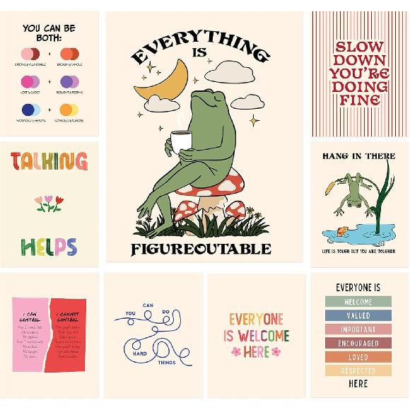 Mental Health Posters Therapy Posters for Office 11 x14  Mental Health Wall Art pirational Positive Quotes Poster for Home Classroom School Counselor