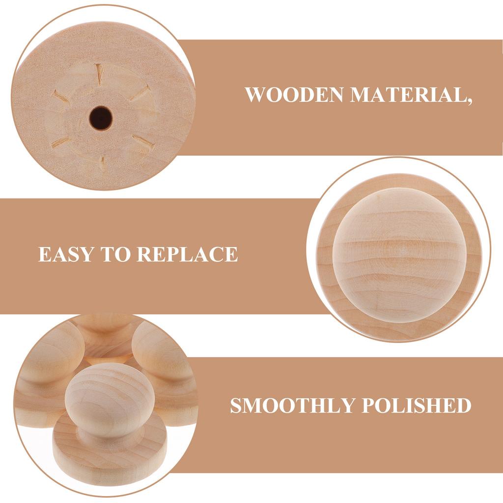 5Pcs Wooden Round Handle Stamp Reusable DIY Stamp for Scrapbooking Diary Crafts Greeting Cards Invitations Wooden Stamps