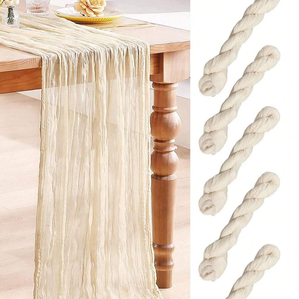 10 Pack Cheesecloth Table Runner 35x120Inch Boho Gauze Cheese Cloth Table Runners for Wedding Party Baby Shower Birthday Home Decor