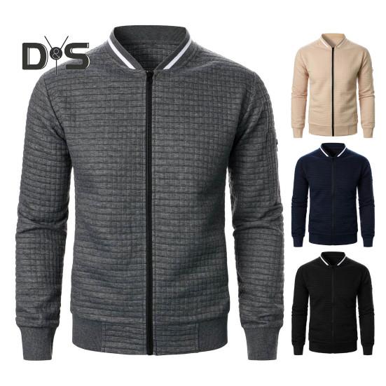 Herren Sweatshirt Mantel Stehkragen Langarm Patchwork Farbe Reißverschluss Knopfleiste Jacke Mantel mit Taschen Elastischer Saum Sport Outwear