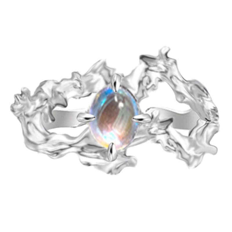 

Медное Трендовое Женское Кольцо с Великолепным Лунным Камнем и Привлекательной Геометрической Формой