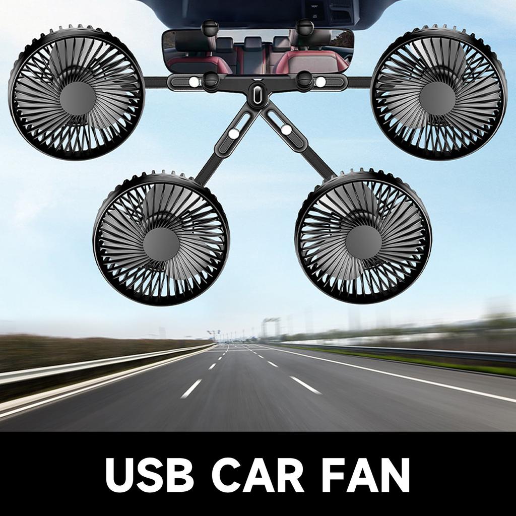 Adjustable 360Degrees 12/ Rearview Mirror Truck Car Fan USB Mini Rechargeable Silents Automobile SUV Supplies General