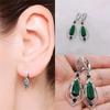 Fashionable and Luxurious Green Zircon Earrings with Creative Hollow Water Droplet Earrings for Women