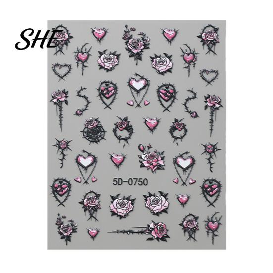 Fingertip Nail Art Halloween 3D Embossed Stickers, Skeleton Hand Pumpkin Spider Bat Supplies Decals, Gothic Manicure Decoration Decals for Holiday