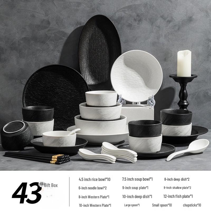 Lantuan Light Luxury Frosted Ceramic Dinnerware Set, 10-Person