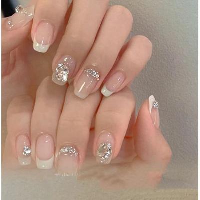 Handmade Phototherapy Wear Nail Minimalist Cream Wear Finished Product Reusable Fake Nails