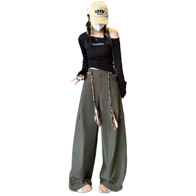 American Style Wide-Leg Woven Belt Pants: Women's 2026 Spring/Summer Casual Workwear