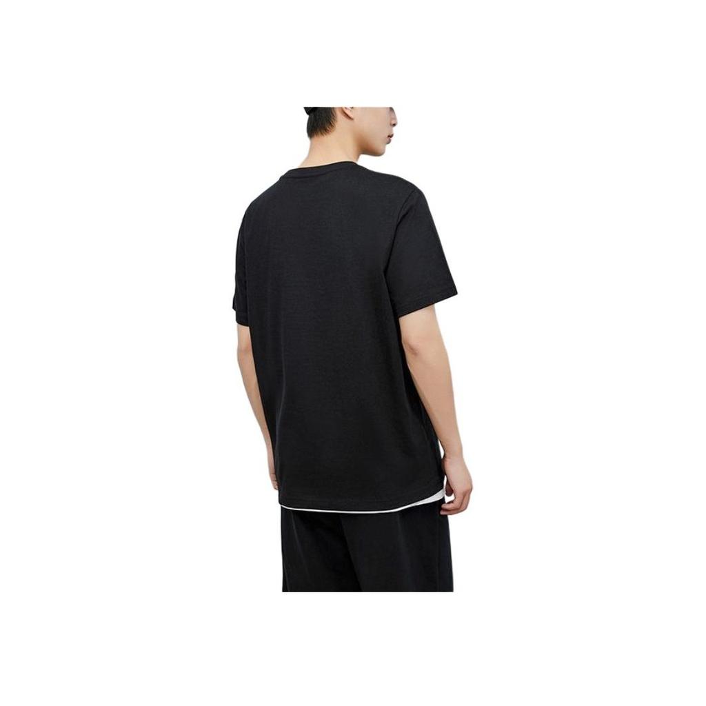 Anta Solid Color Outdoor Casual Valentines Day Sports Crew Neck Pullover Short Sleeve T-Shirt Unisex T-Shirts Basic-Black 972428108-2