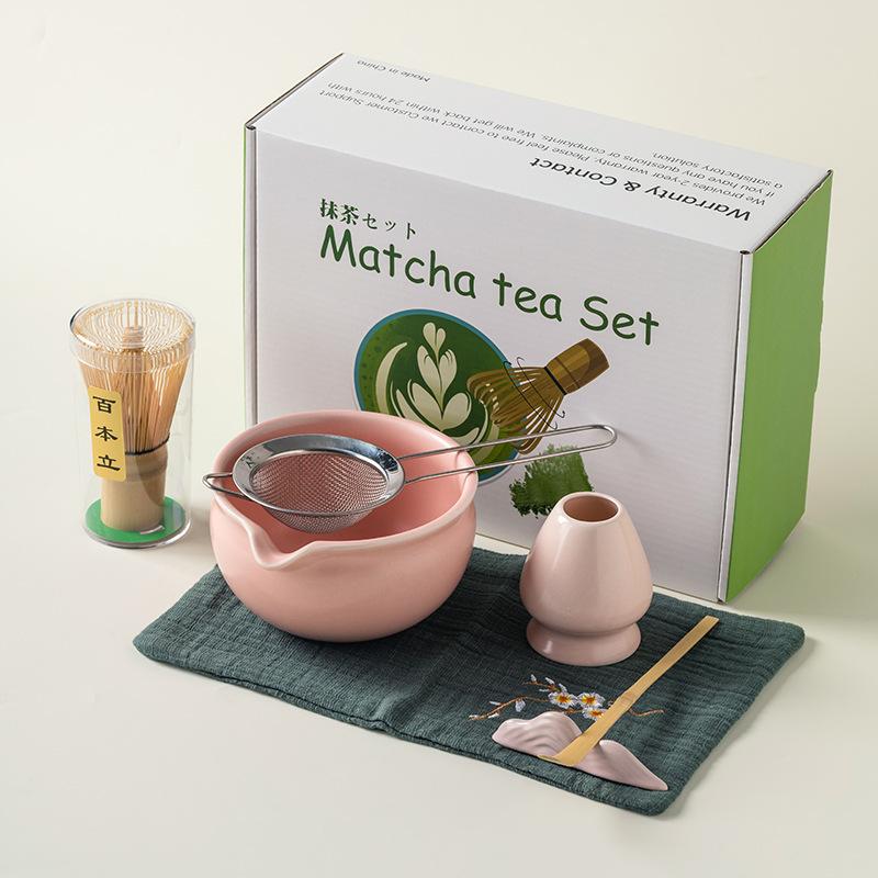 4/5/7/8pcs Traditional Matcha Set Bamboo Whisk Ceramic Tea Bowl Japanese Tea Making Tools Home Kitchen Gift for Tea Lovers