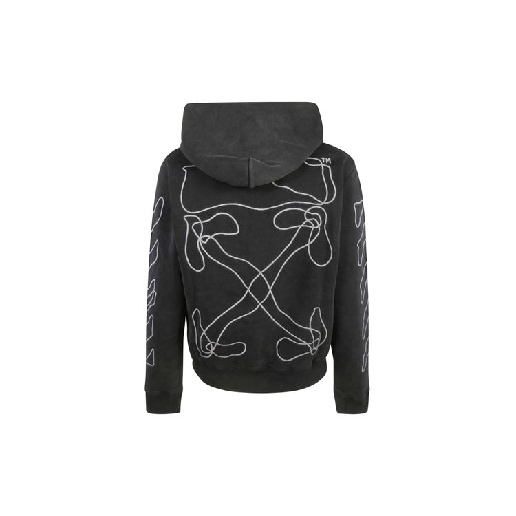 

Off-White с абстрактными стрелками, тонкая толстовка с эффектом стирки, мужская толстовка с капюшоном, черная OMBB034F19E300111001 XS
