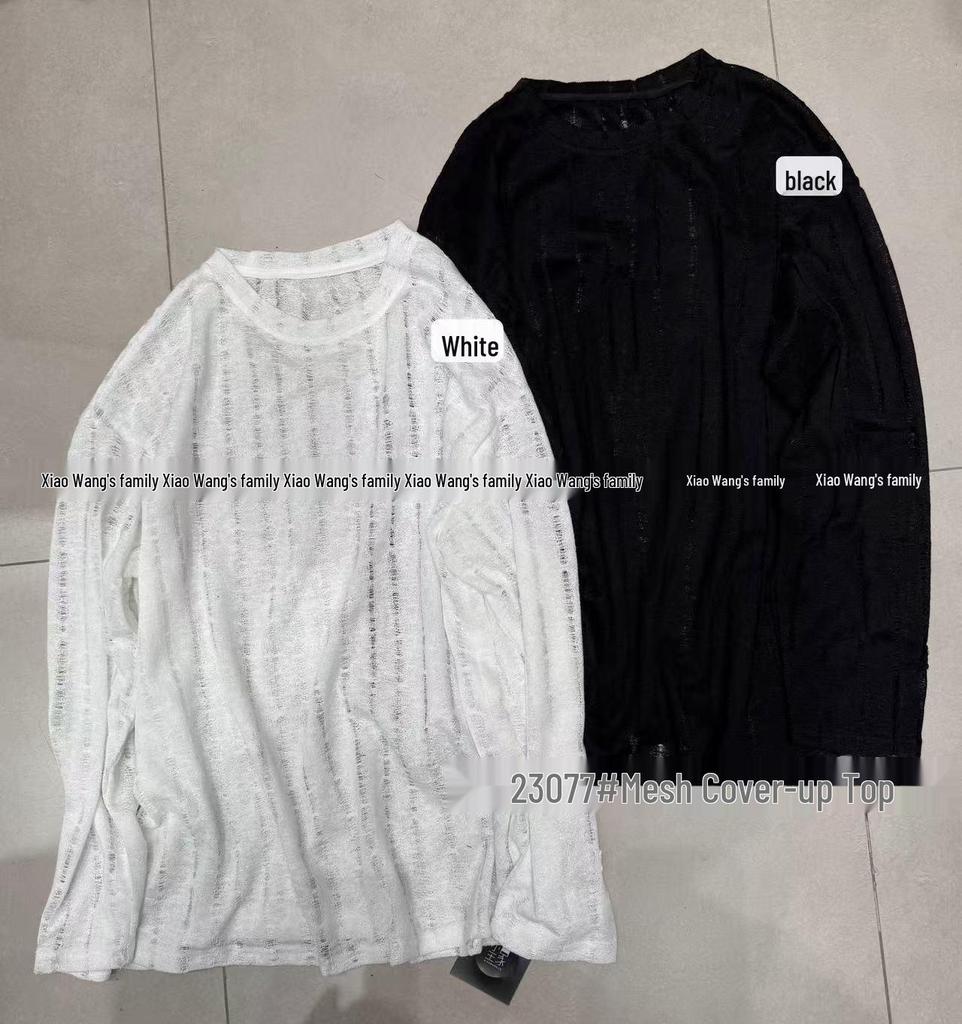 Xiao Wang's 23077 Summer Loose Plus Size Korean Sun Protection Pullover T-Shirt