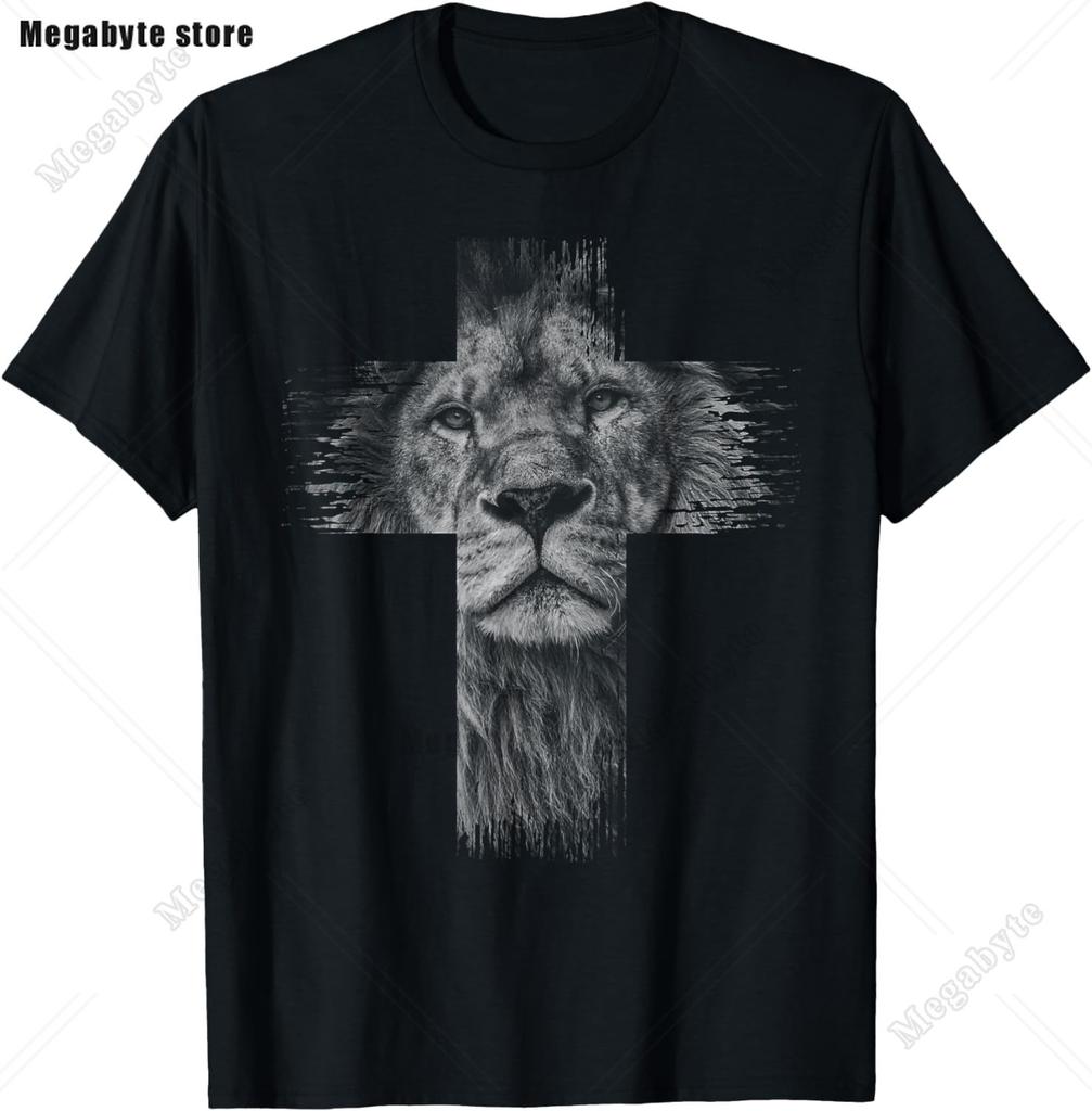 Jesus Lion of Judah Christian Gift for Unisex Women TShirt Vintage T Shirt Animal Tops Casual Fashion Christian T Shirt Oversized