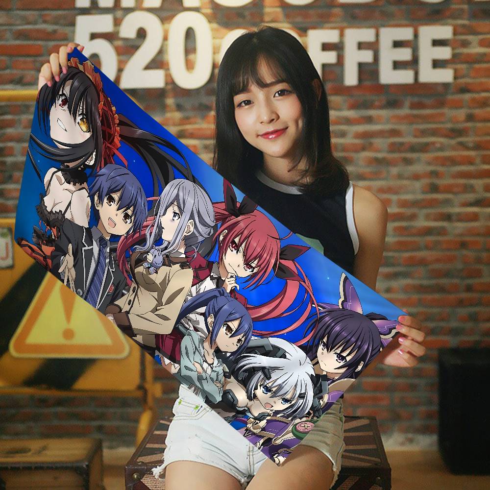 Date A Live Cartoon Bath Towel Microfiber Soft Water Absorbing Breathable For Girl Kids Decorative Cartoon Beach Towel