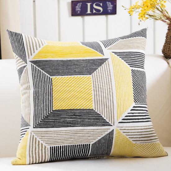 Design Nordic Ins Plush Geometric Black Yellow Sofa Pillow Pillow Cushion