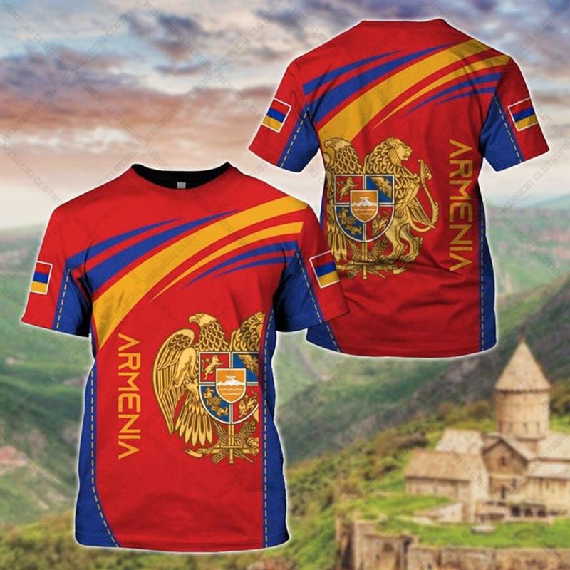 

Футболка с графическим принтом флага и герба Армении, летний повседневный свитер, мужская мода, свободные футболки для мальчиков, топы с короткими рукавами 6XL M