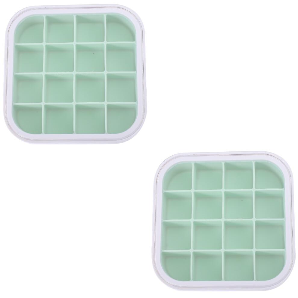 2Pcs 16 Grid Silicone Ice Cube Mold With Lid