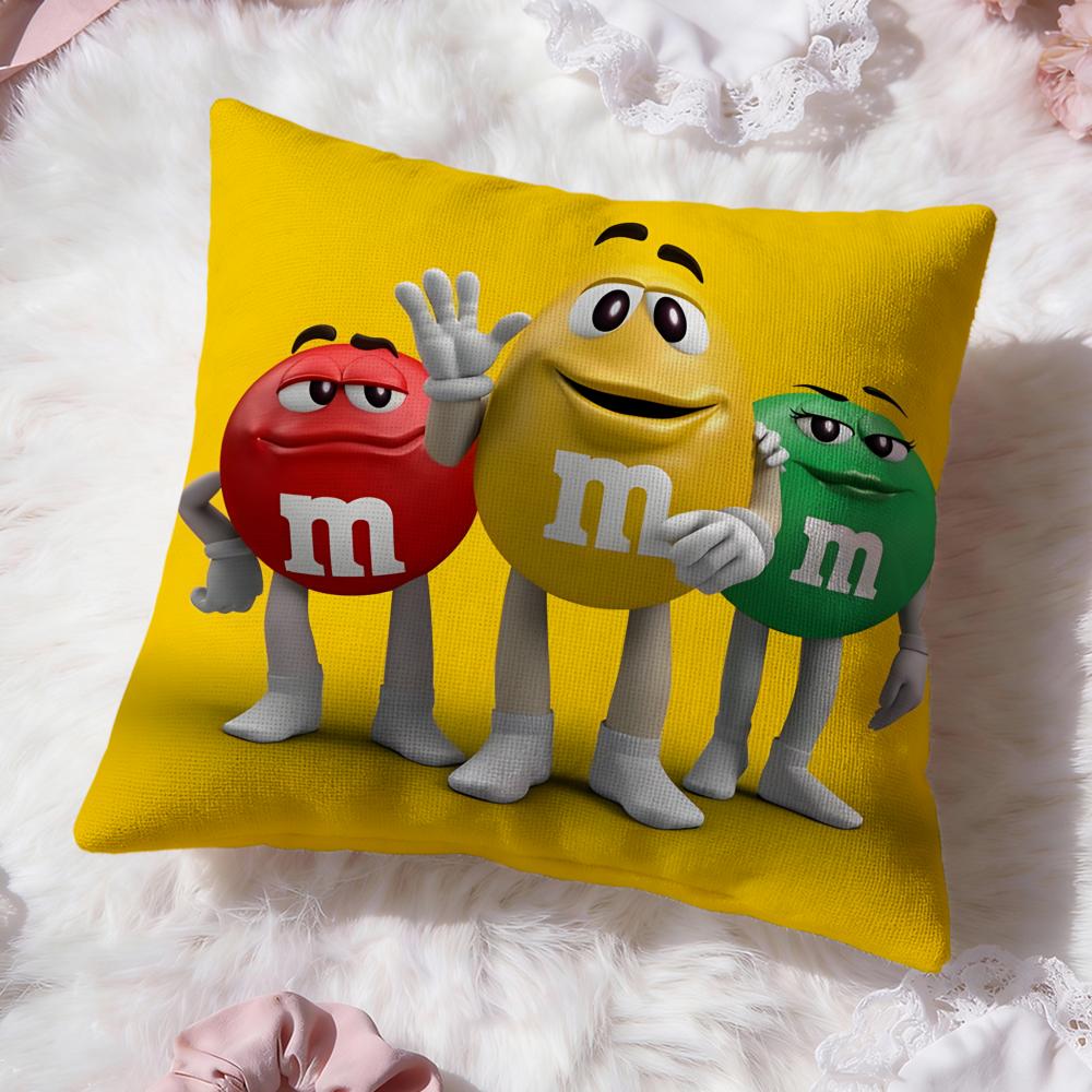 Cute Brand M-M&M'S Cushion Cover Premium Comfort Reversible Pillow Cove -Two In One Design For Any Room & Car Interior