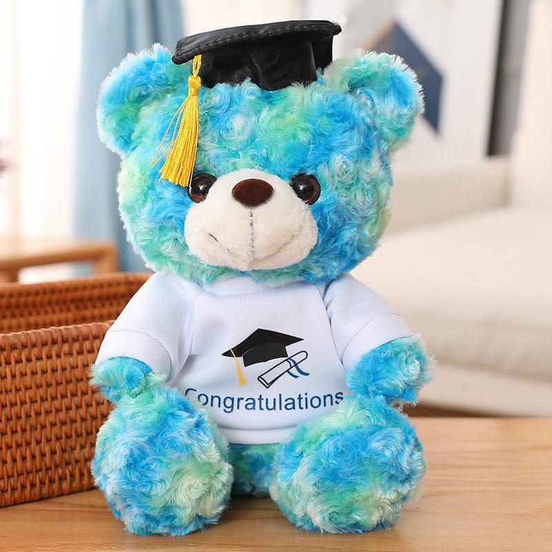 23-28cm Lovely  Plush Toy Stuffed Soft Colorful Kawaii Bear Animal Dolls Graduation Birthday Gifts