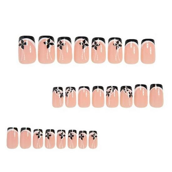 European & American Nail Art: French Floral Reusable Nail Extensions