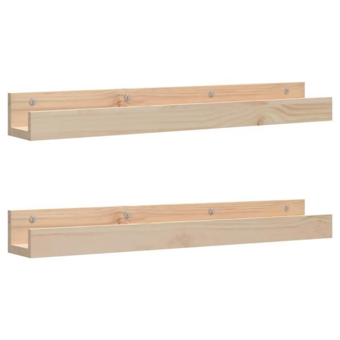 823589 vidaXL Wall Shelves 2 Pcs 80x12x9 Cm Solid Pine Wood