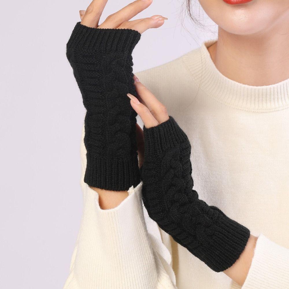 Twists Gloves Outdoor Riding Mittens Half Finger Gloves Fashion Knitted Gloves Men