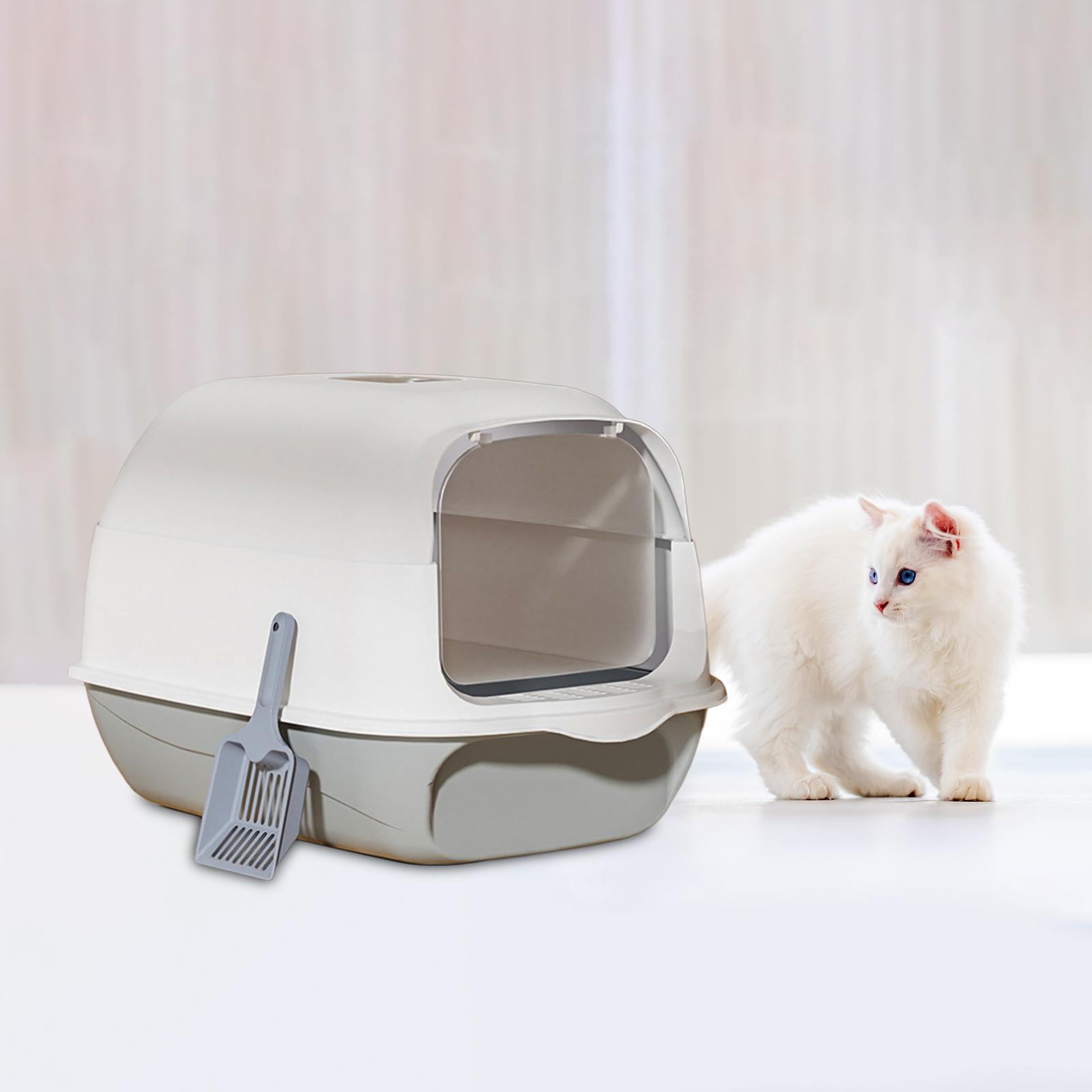 

Enclosed Cat Litter Tray for Small Animals Anti Splashing Pet Supplies Hooded Pet Litter Tray Litter Pan Cat Deep Toilet сірий колір
