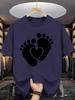 Unisexs summer casual shortsleeved Tshirt with heartshaped and footprint pattern prints regular roundneck style
