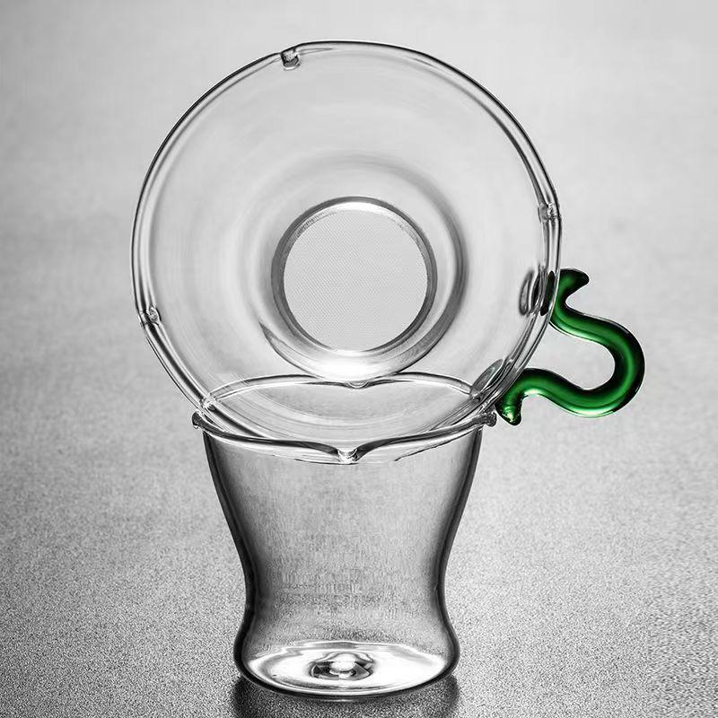 Transparent Borosilicate Glass Tea Infuser & Heat-Resistant Stainless Steel Strainer with Bamboo Handle - Kung Fu Accessories