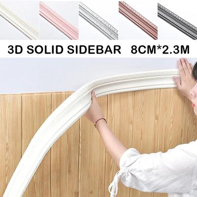 3D Köpük Duvar Kenar Şerit Çıkartmalar Kendinden Yapışkanlı Su Geçirmez Süpürgelik Köşe Bel Hattı Etiket Duvar Trim Hattı Süpürgelik Sınır