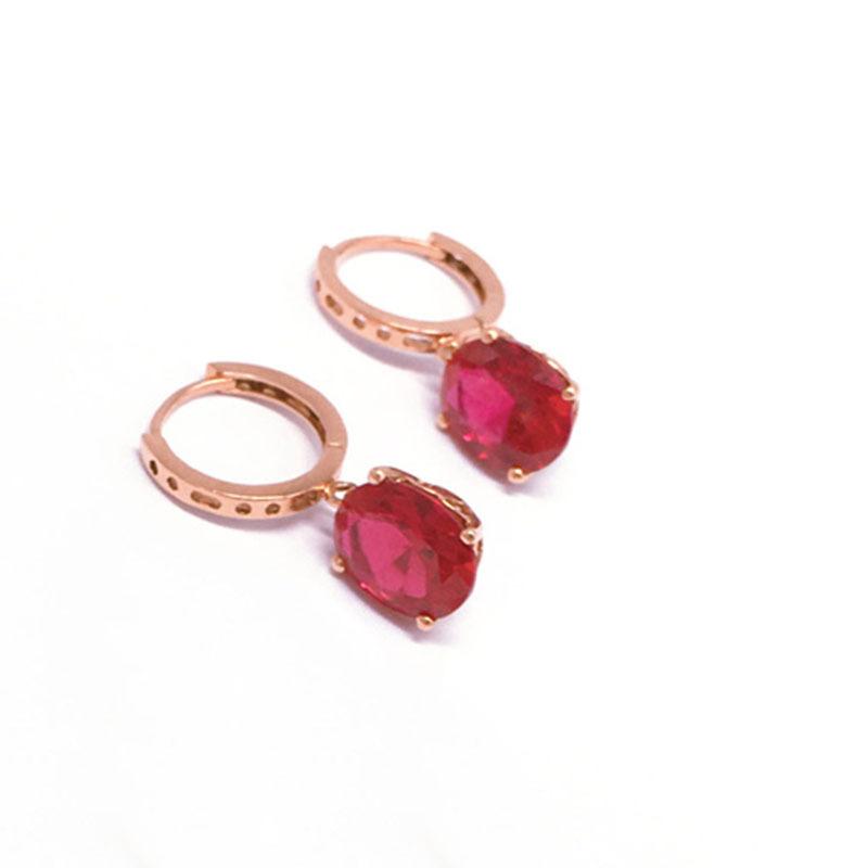 Purple Gold Colored Gold Egg Surface Redstone Shiny Surface Earrings Rose Gold Plated Fashion Noble Earrings