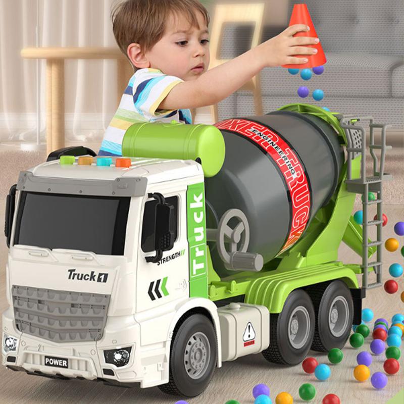 Simulation Inertial Engineering Truck Cement Mixing Discharge Acousto-optic Concrete Set Toy Car Toys For Kids 2 To 4 Years Old