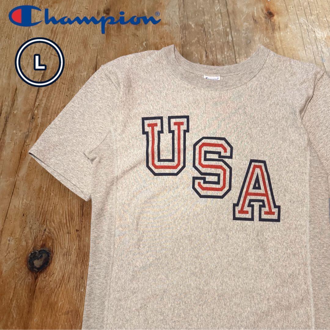 Champion Reverse Weave T-Shirt USA 3 Tier Print Gray L