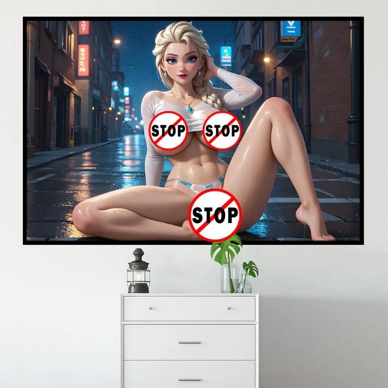 Pictură Decorativă Sexy cu Frumoasă Desen Animat Nudă Poster Canvas Artă de Perete de Înaltă Definiție Decor Acasă Living Mural Autocolant de Perete
