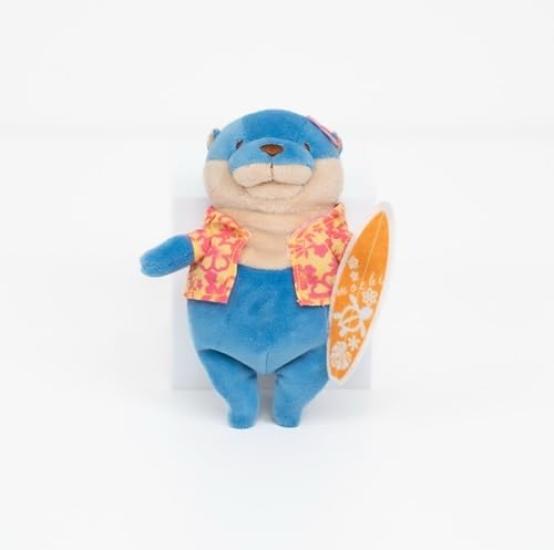 Morisaka Global Mochi Otter Surfer Blue Mini 7x5x13cm Plush Otter, Ocean, Summer, Aloha, Surfing, Plush Photography, Relaxing, Soft To the Touch,