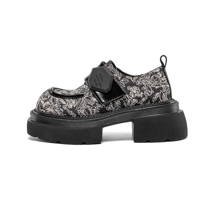 Fashion Women‘s British Style Leather Shoes 2024 Spring and Autumn Loafer Shoes Heightened Thick Bottom Platform Lace-up Shoes Women