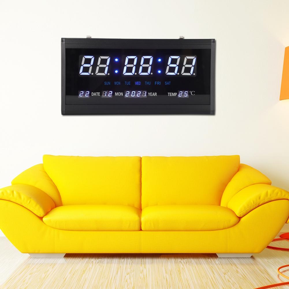 LED Digital Perpetual Calendar Hanging Clock Living Room Wall Clock