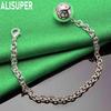 925 Sterling Silver Openwork Round Ball Side Chain Simple Bracelet - Exquisite Gift Jewelry