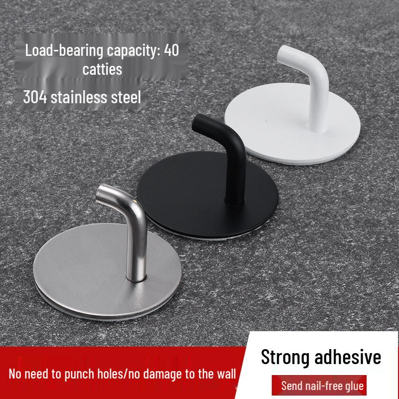 No-Drill 304 Stainless Steel Adhesive Coat Hook for Door - Damage-Free