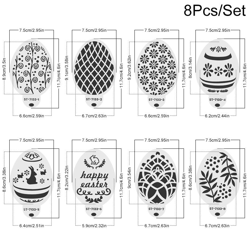 8pcs/set Easter Cake Stencil Cookie Fondant Mold Eggs Cake Decorating Tools Happy Easter Party Decor Supplies Kids DIY Painting