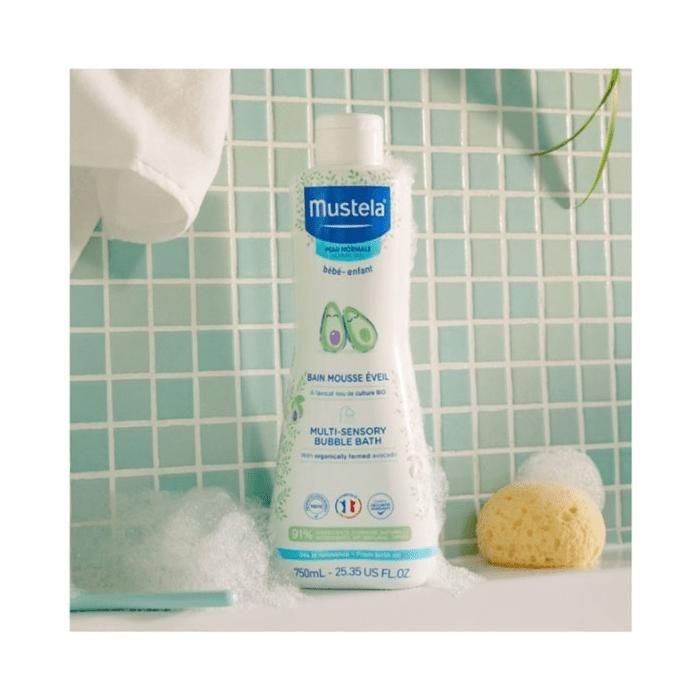 Mustela Bade-Schaum Éveil 750 ml - Schaumendes Waschgel Baby & Kind, hohe Verträglichkeit, feuchtigkeitsspendend